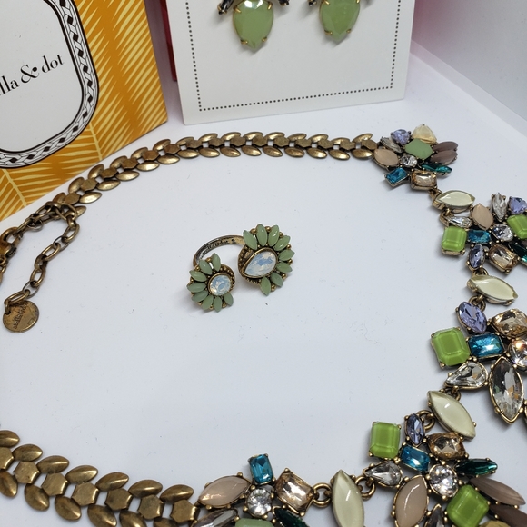 Stella & Dot Trellis Necklace w/earrings and ring - Picture 2 of 3